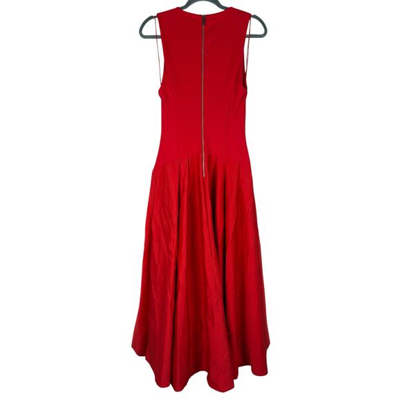 Alice and Olivia Adley Dress Drop Waist Midi Party Cocktail Statement Red Size 6 - Picture 8 of 10